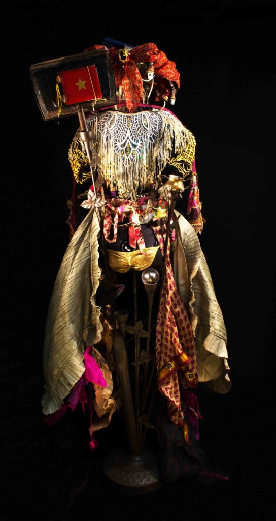 Shamanic Vestments for a Siberian Sky Goddess 2017 Assemblage by Leslie Ann McQuaide 80 x 40 x 30 inches